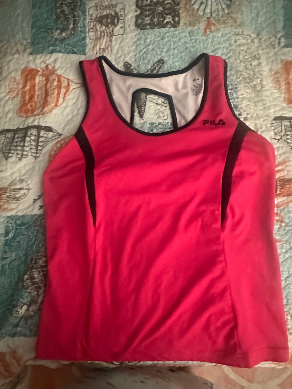 FILA Pink Racerback Tank with Black Trim